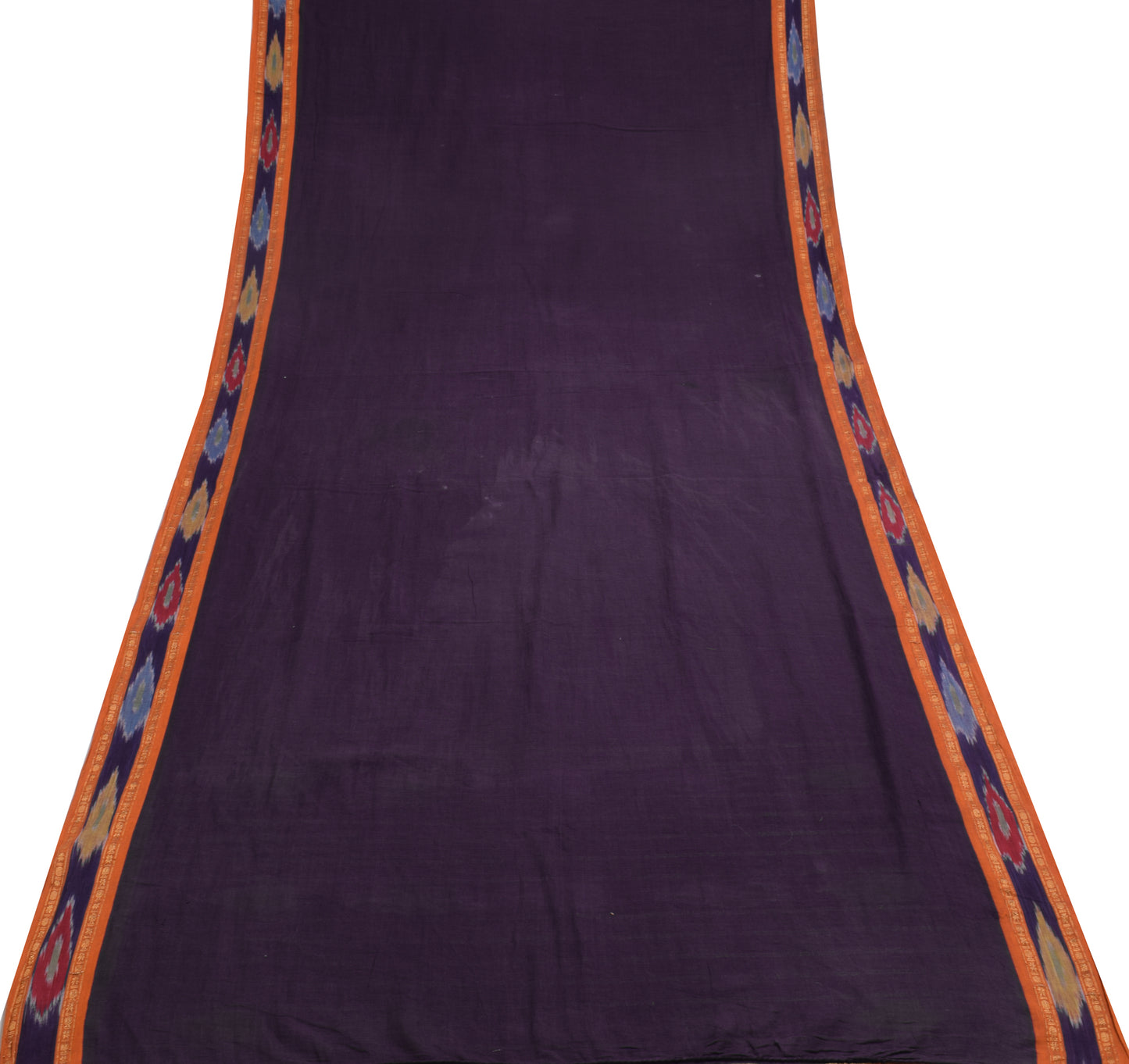 Sushila Vintage Purple Scrap Saree 100%Pure Cotton Woven Soft Sari Craft  Fabric