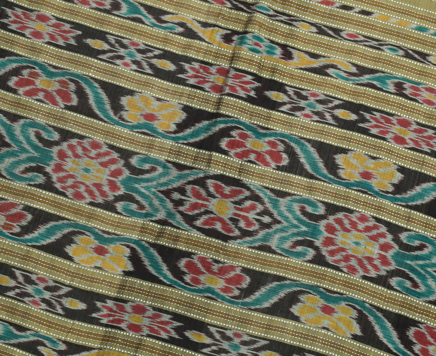 Sushila Vintage Scrap Saree Cotton Silk Hand Woven Ikkat Patola 5 YD Sari Fabric