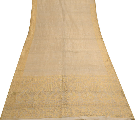 Sushila Vintage Indian Scrap Saree Net Mesh Woven Sari Craft Fabric