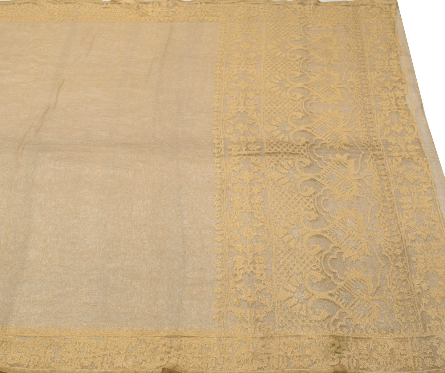 Sushila Vintage Indian Scrap Saree Net Mesh Woven Sari Craft Fabric