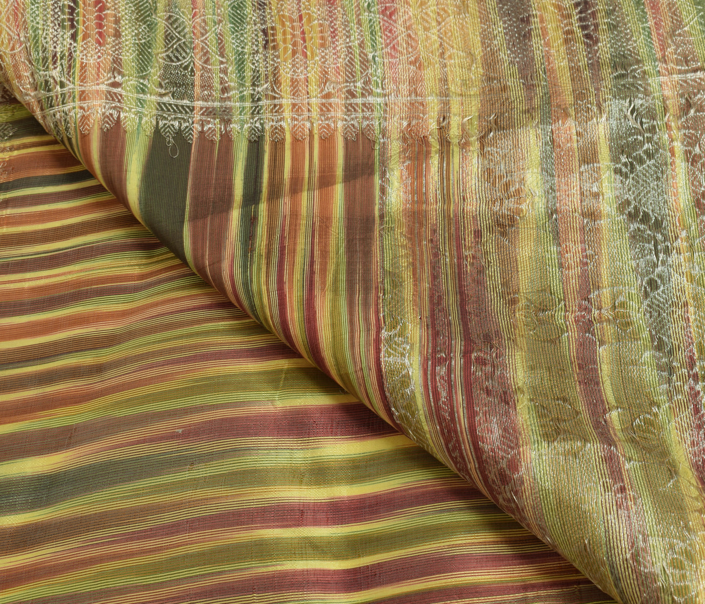Sushila Vintage Multi-Color Scrap Saree Art Silk Zari Brocade Sari Craft Fabric