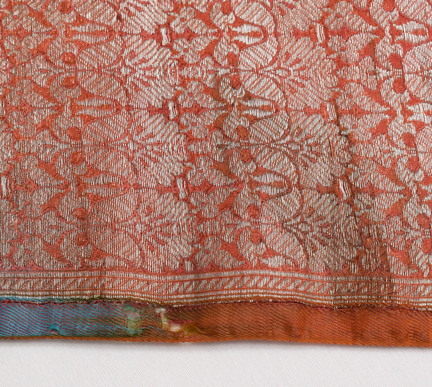 Sushila Vintage Multi-Color Banarasi Scrap Saree Satin Silk Zari Woven Fabric