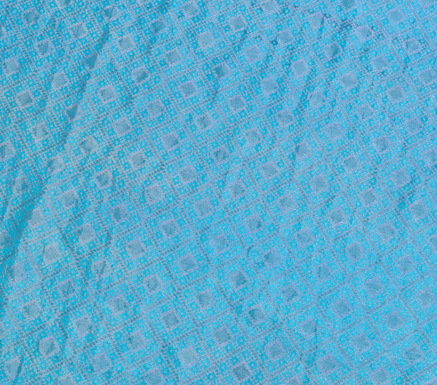 Sushila Vintage Blue Scrap Saree Art Silk All Over Woven Soft Sari Dress Fabric