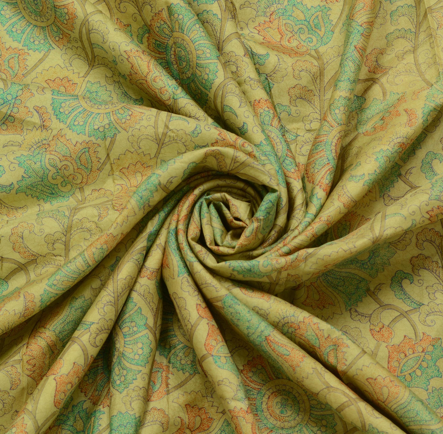 Sushila Vintage Indian Scrap Saree 100% Pure Silk Printed Floral Sari Fabric