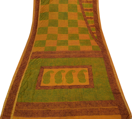 Sushila Vintage Multi-Color Scrap Saree Blend Silk Printed Sari 5 Yard Fabric