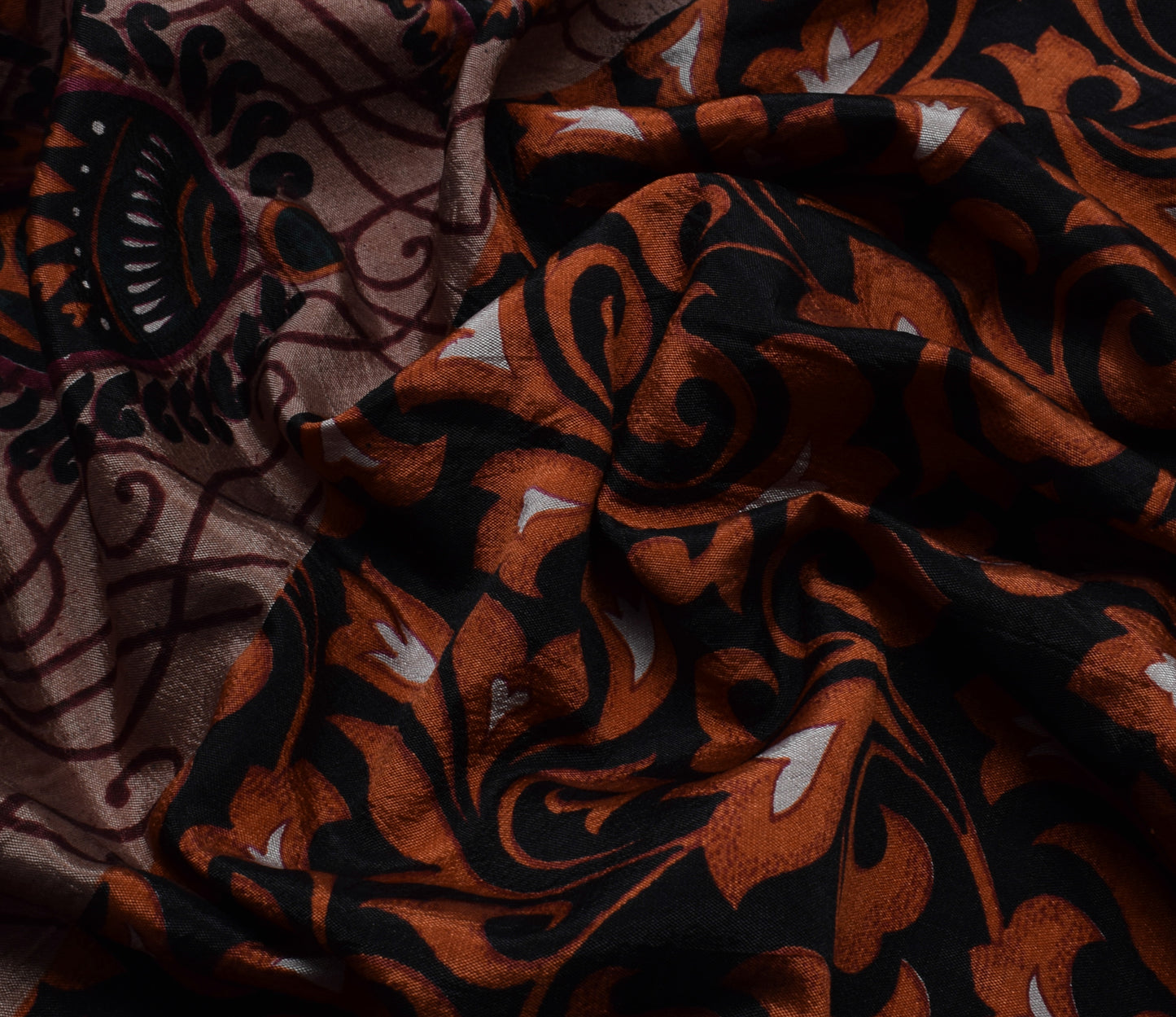 Sushila Vintage Indian Scrap Saree Blend Silk Printed Paisley Sari 5 YD Fabric