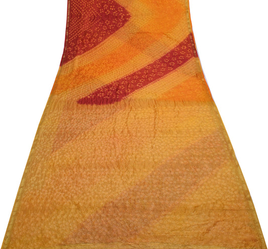 Sushila Vintage Multi-Color Scrap Saree Blend Silk Bandhani Printed Sari Fabric