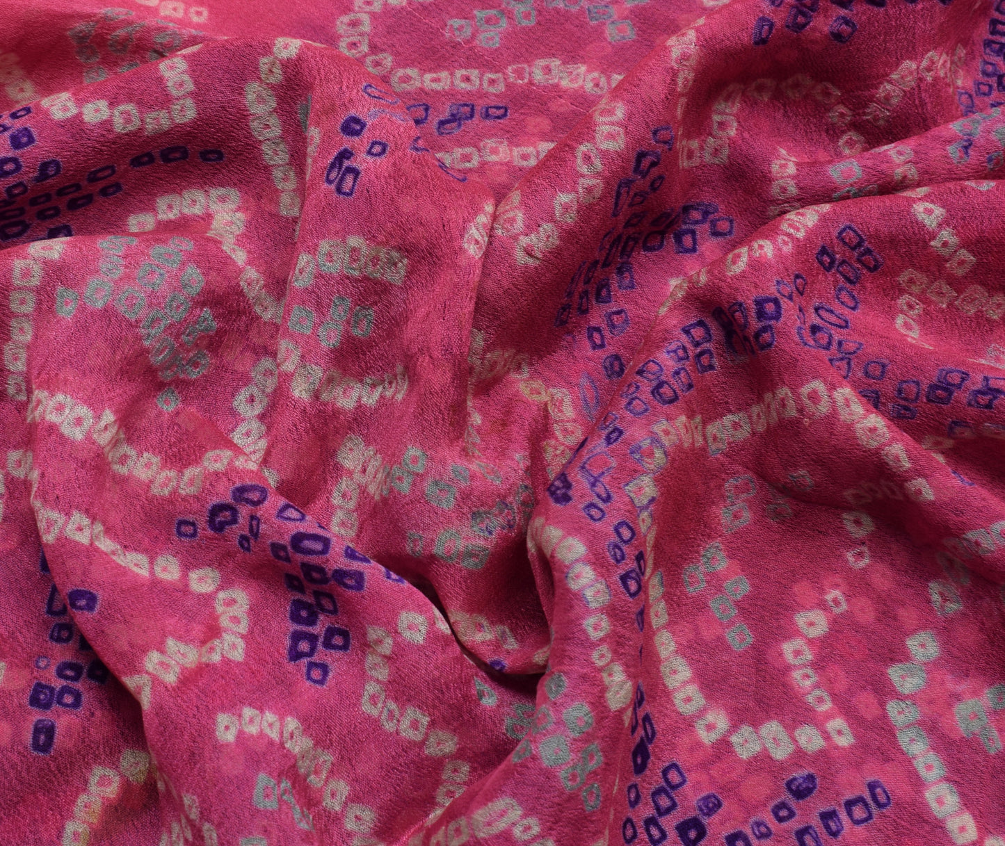 Sushila Vintage Pink Scrap Saree 100% Pure Georgette Silk Printed Sari Fabric