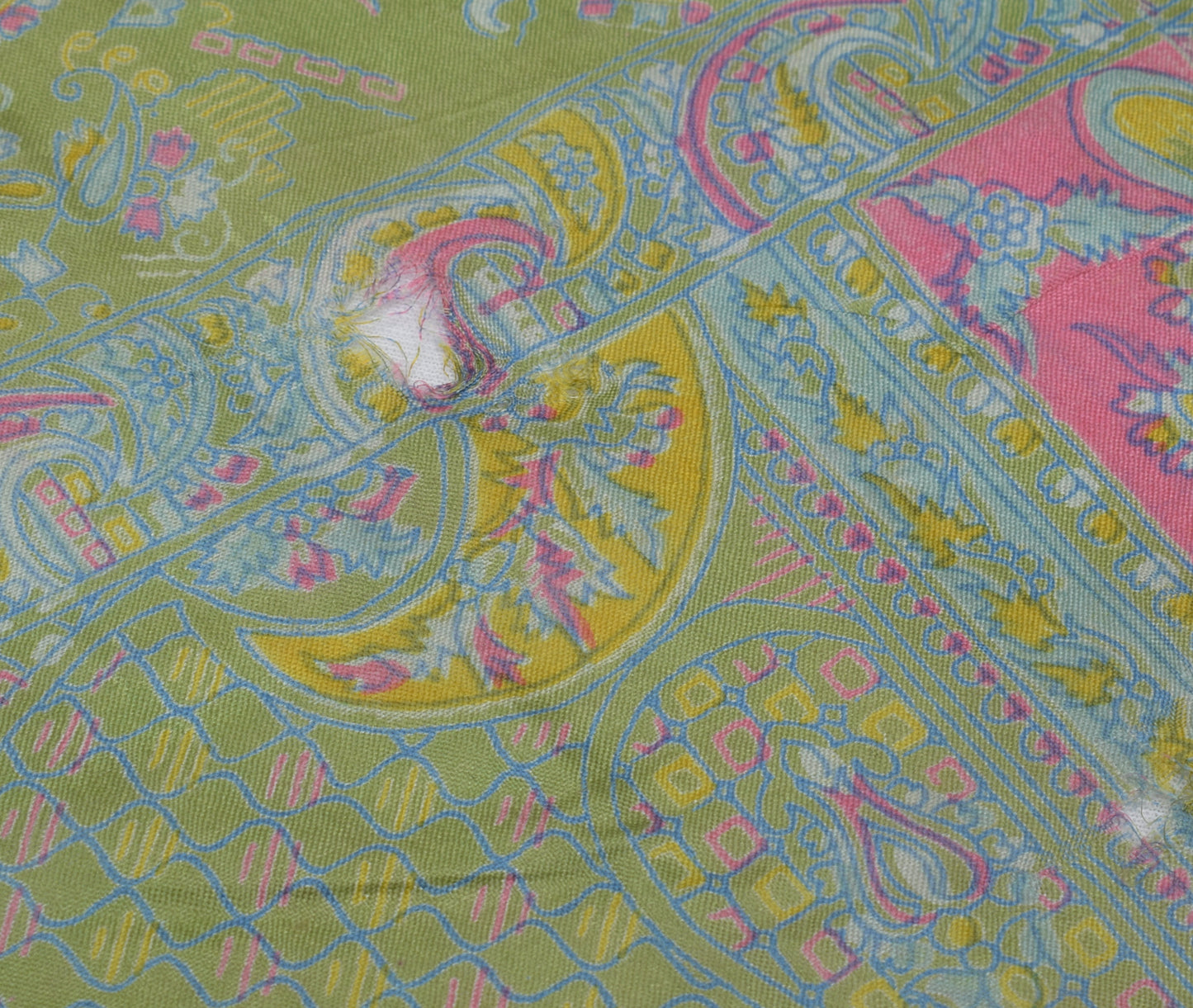 Sushila Vintage Green Scrap Saree 100% Pure Silk Printed Floral Sari Fabric
