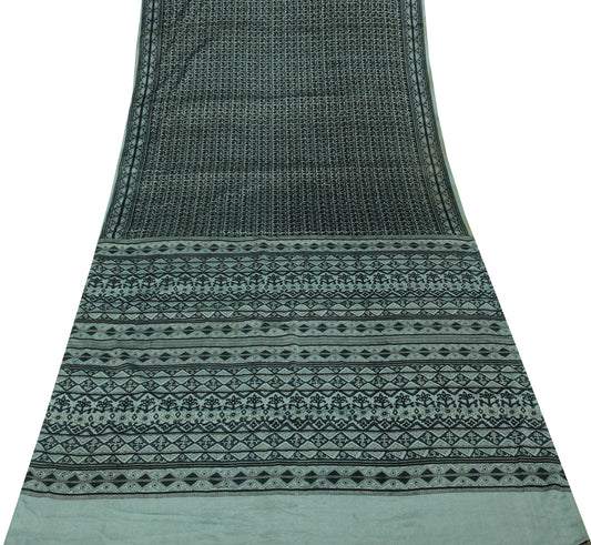 Sushila Vintage Indian Scrap Saree Blend Silk Printed 5 Yard Sari Craft Fabric