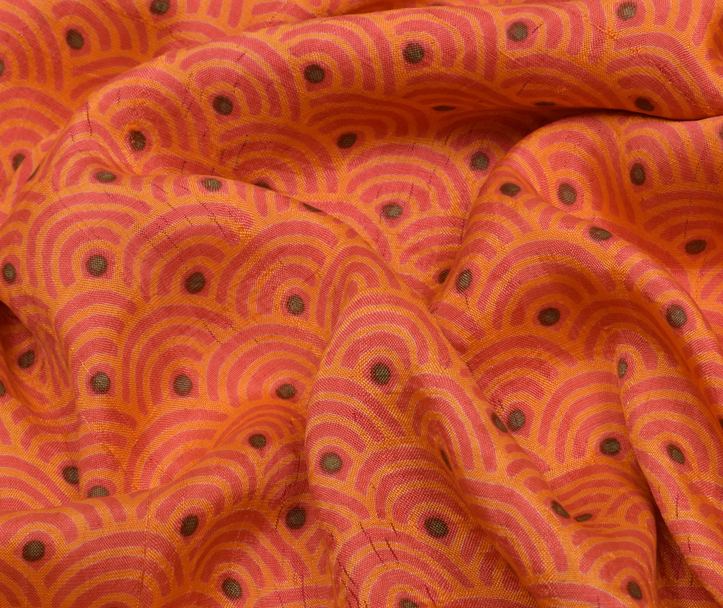 Sushila Vintage Indian Scrap Saree 100% Pure Silk Printed 5 Yard Sari Fabric