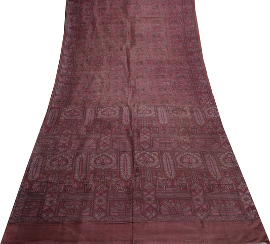 Sushila Vintage Indian Scrap Saree 100% Pure Silk Printed Floral Sari Fabric