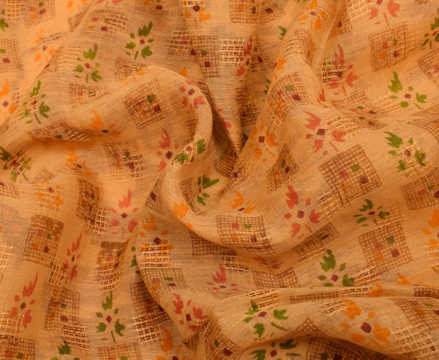 Sushila Vintage Indian Scrap Saree 100% Pure Cotton Printed Floral Sari Fabric