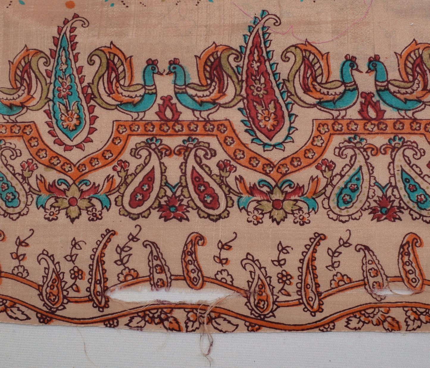 Sushila Vintage Brown Scrap Saree 100% Pure Silk Printed Paisley Sari Fabric
