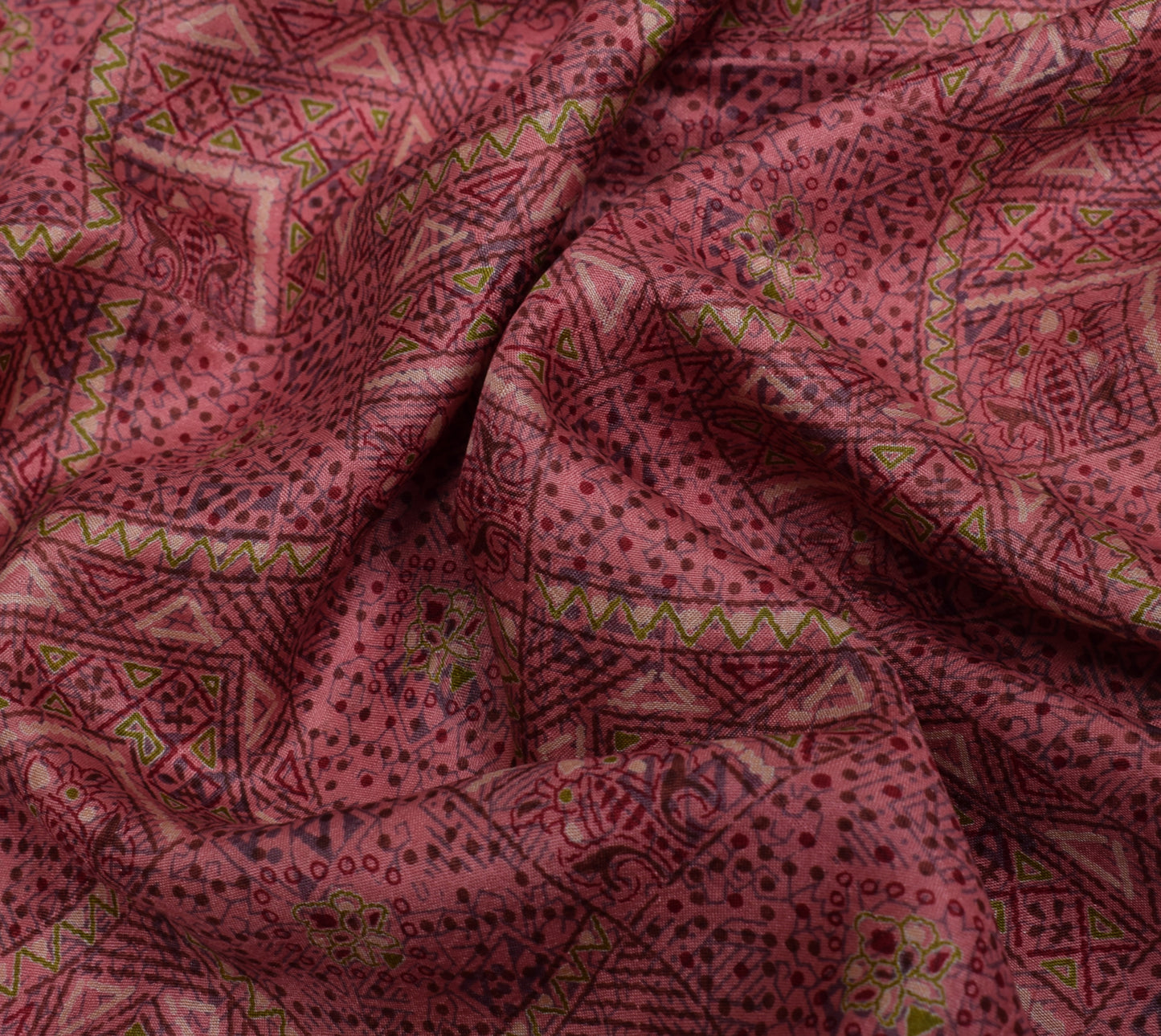 Sushila Vintage Scrap Saree 100% Pure Silk Printed Floral Soft Sari Craft Fabric