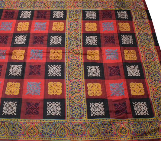 Sushila Vintage Multi-Color Scrap Saree 100%Pure Silk Printed Floral Sari Fabric