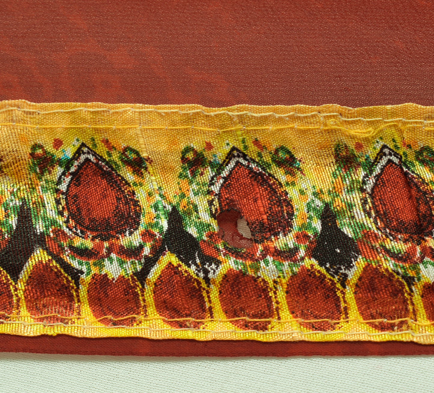 Sushila Vintage Red Scrap Saree Blend Georgette Silk Printed Floral Sari Fabric
