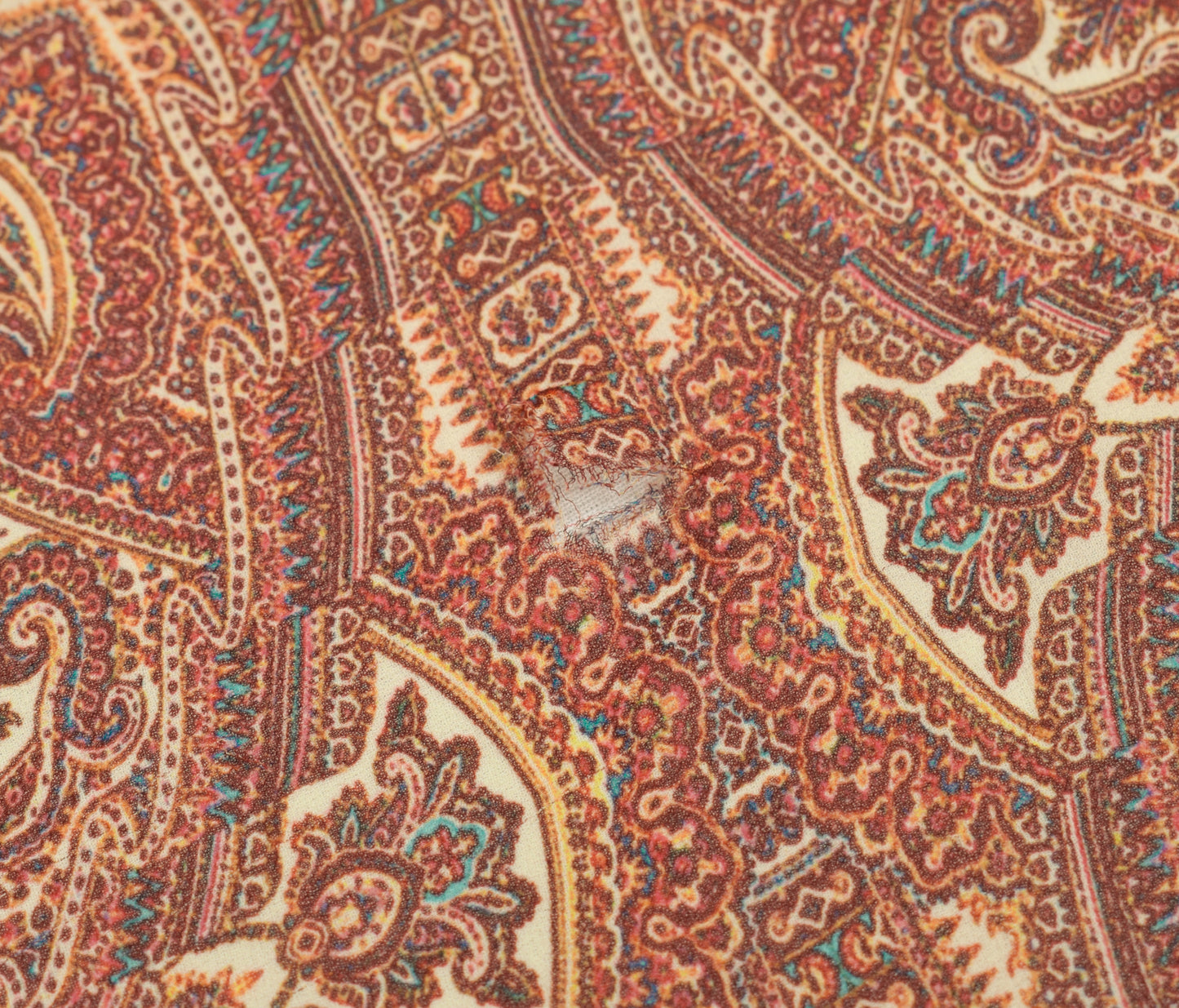 Sushila Vintage Cream Scrap Saree Georgette Silk Printed Paisley Sari Fabric