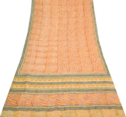 Sushila Vintage Multi-Color Scrap Saree Pure Georgette Silk Printed Sari Fabric