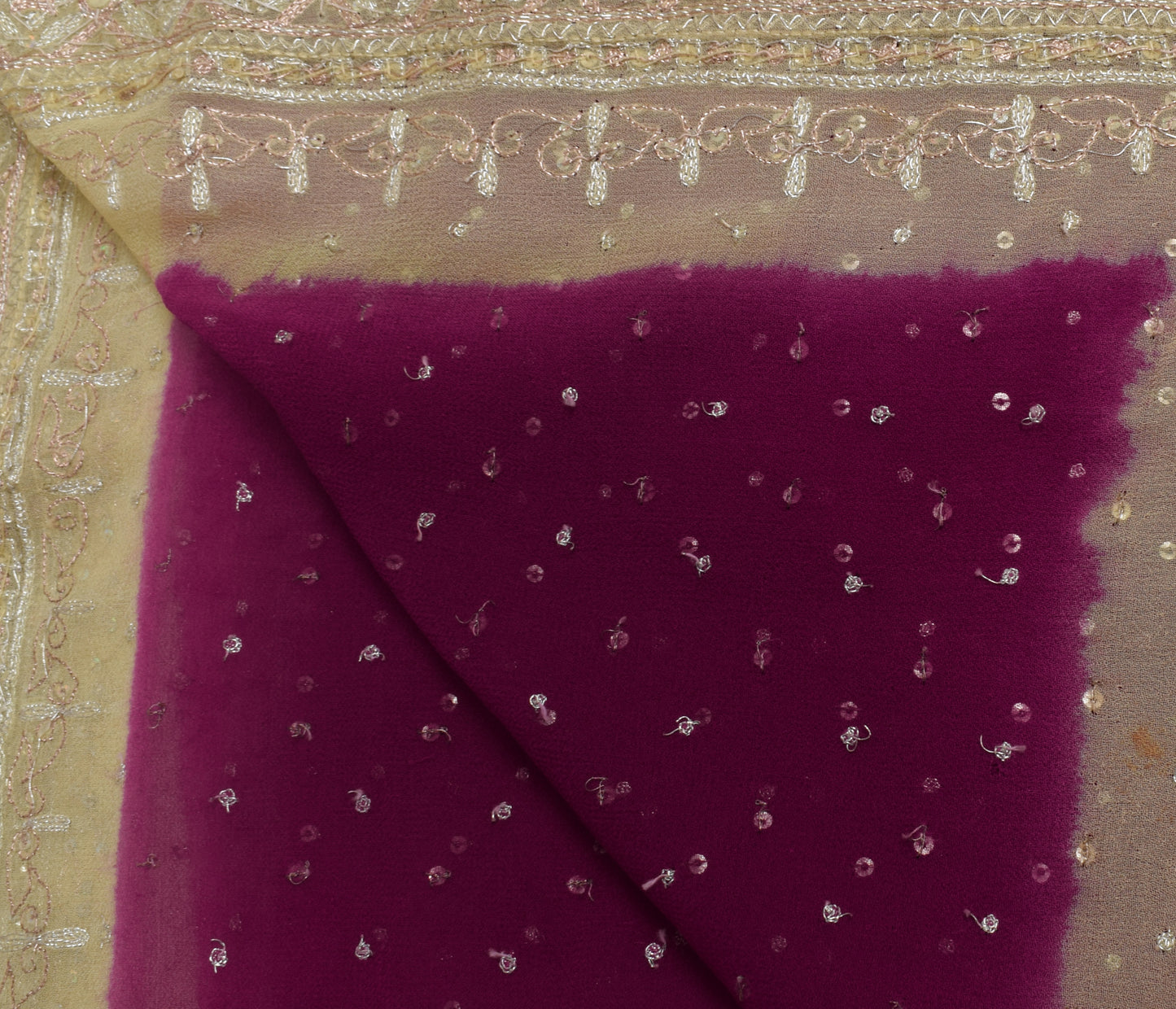 Sushila Vintage Purple Scrap Dupatta Pure Georgette Silk Embroidered Long Stole