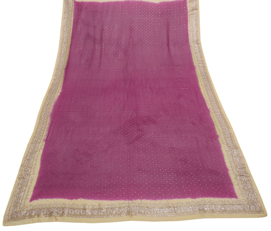 Sushila Vintage Purple Scrap Dupatta Pure Georgette Silk Embroidered Long Stole