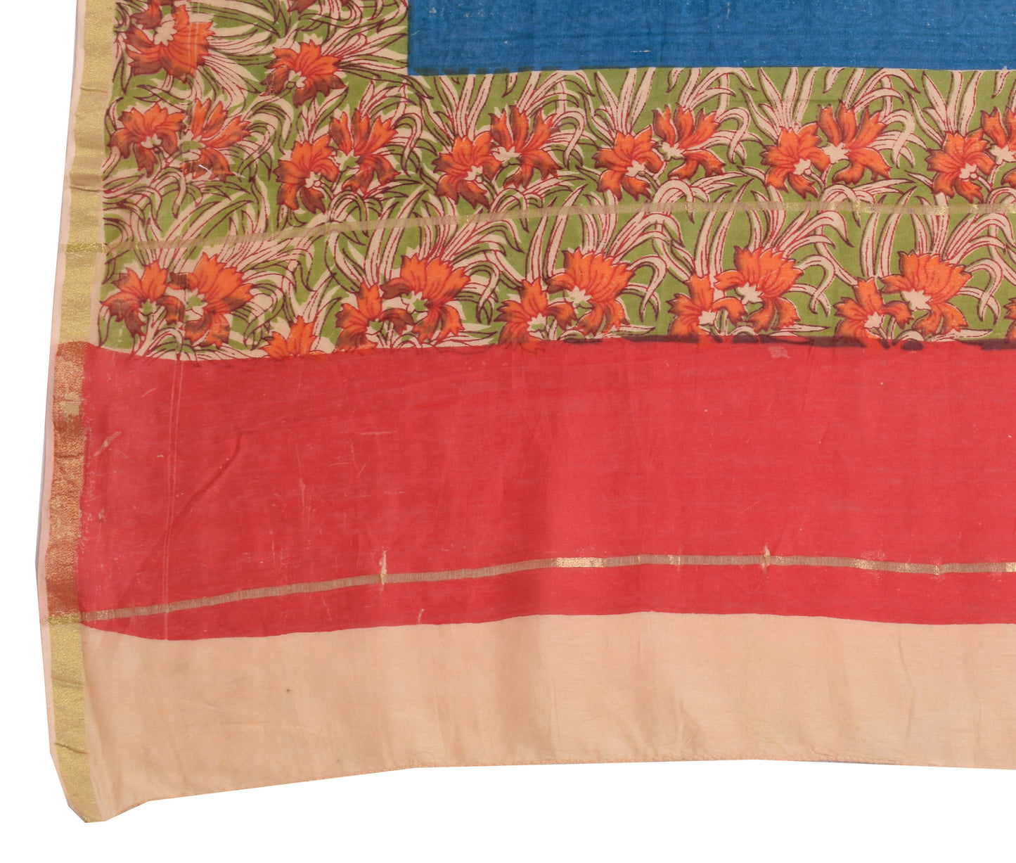Sushila Vintage Red Scrap Dupatta 100%Pure Cotton Printed Floral Long Stole Veil