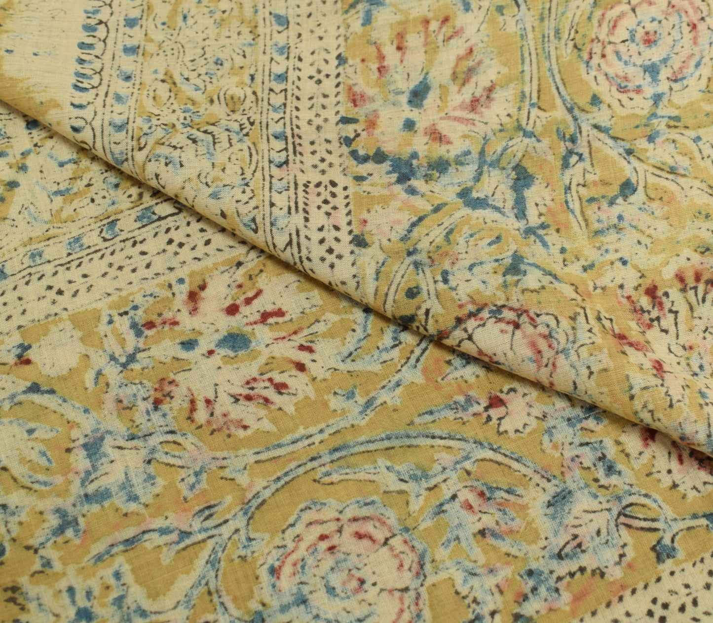 Sushila Vintage Green Scrap Dupatta Pure Cotton Hand Block Printed Long Stole