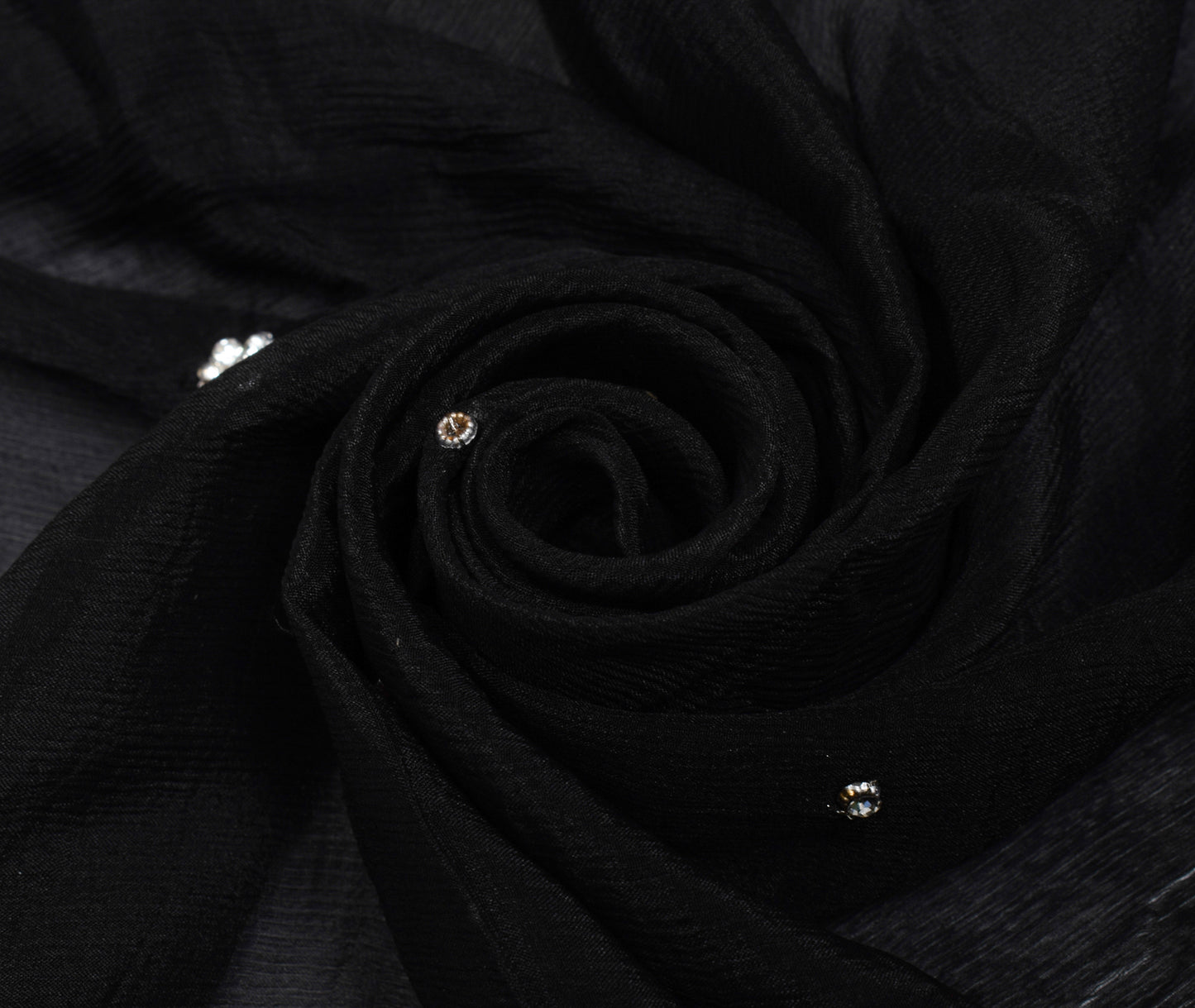 Sushila Vintage Black Scrap Dupatta Pure Chiffon Silk Hand Beaded Long Stole