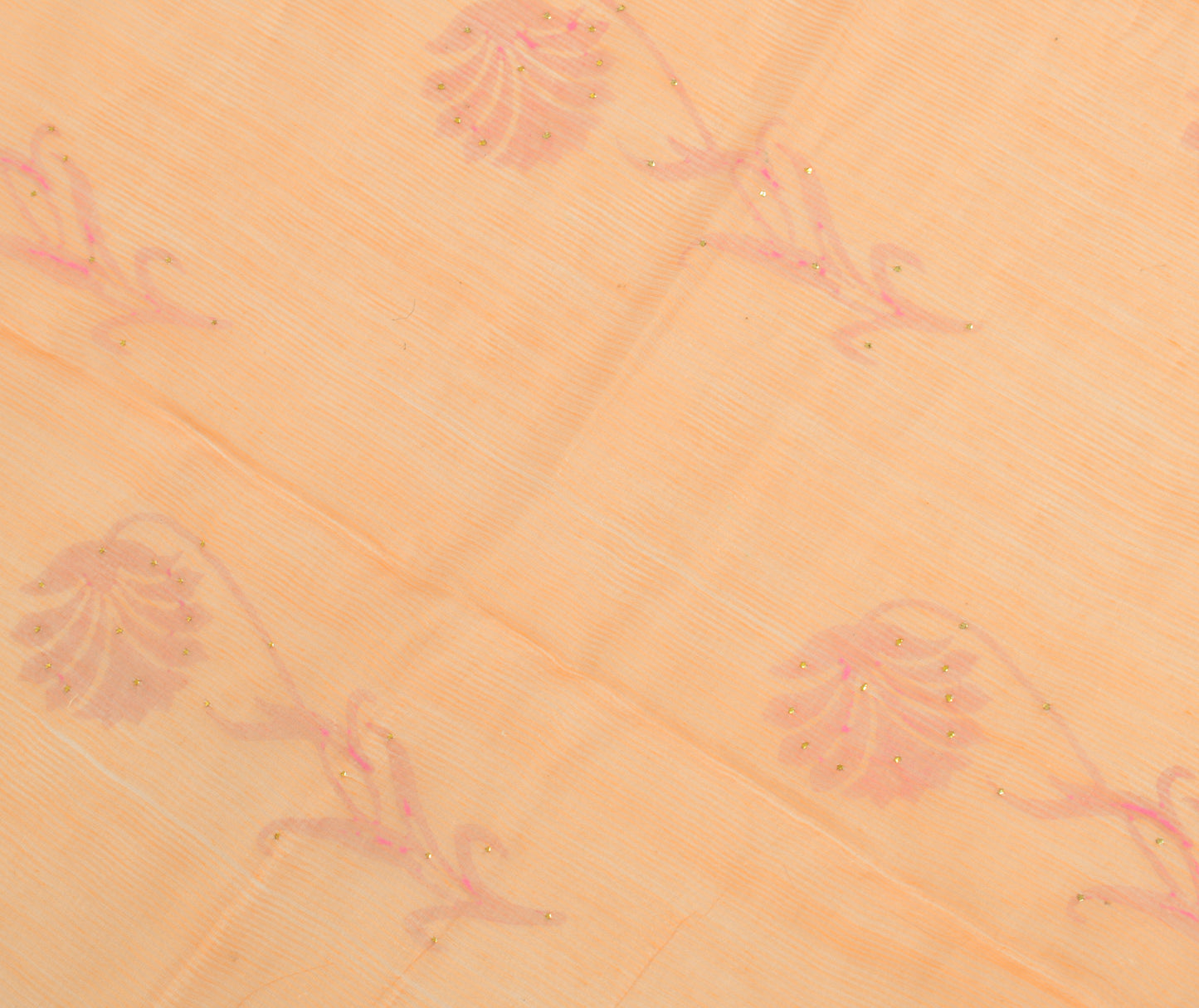 Sushila Vintage Peach Scrap Dupatta 100% Pure Silk Woven Floral Long Stole Veil