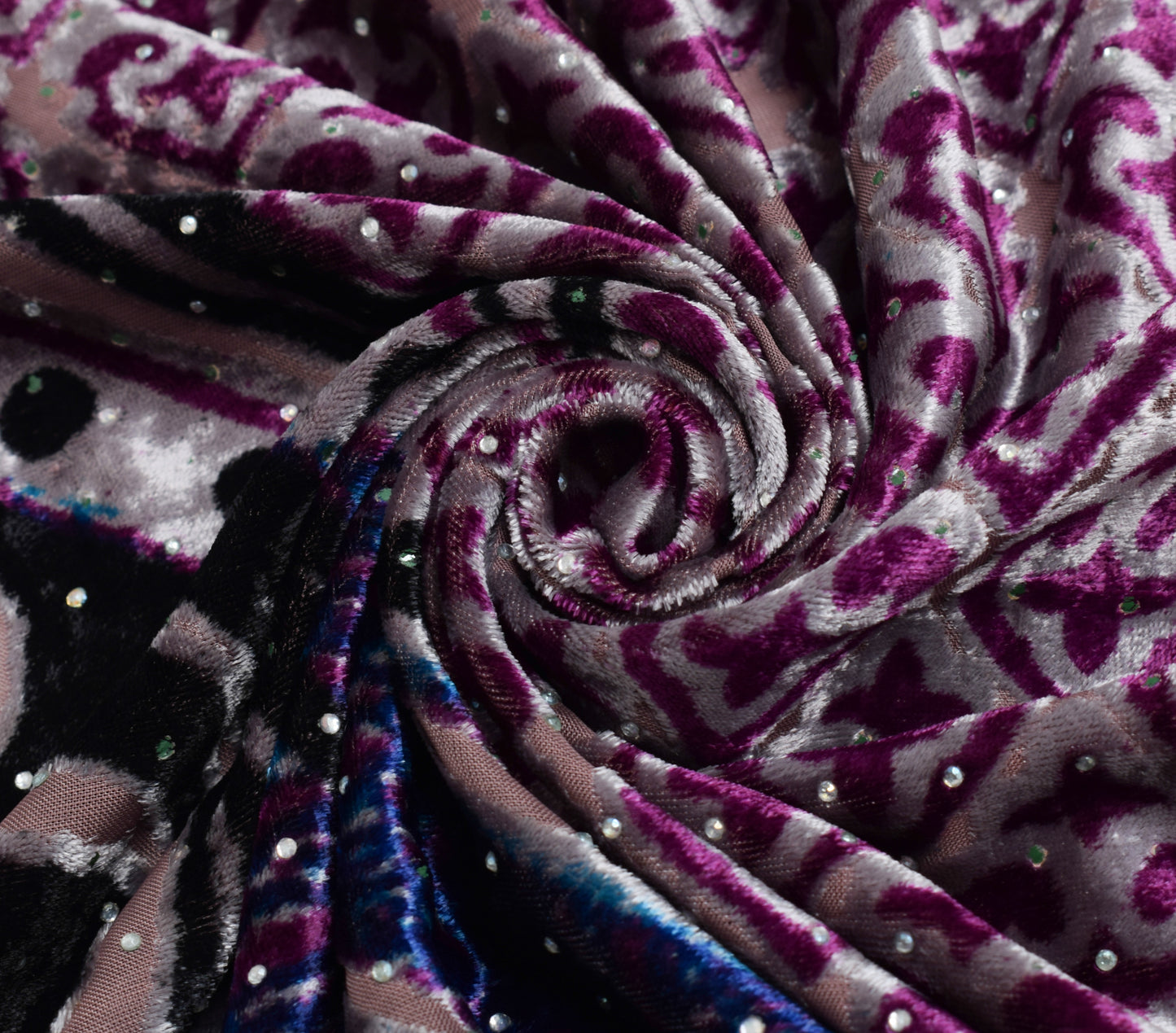 Sushila Vintage Multi-Color Scrap Dupatta Velvet Woven Paisley Long Stole Wrap