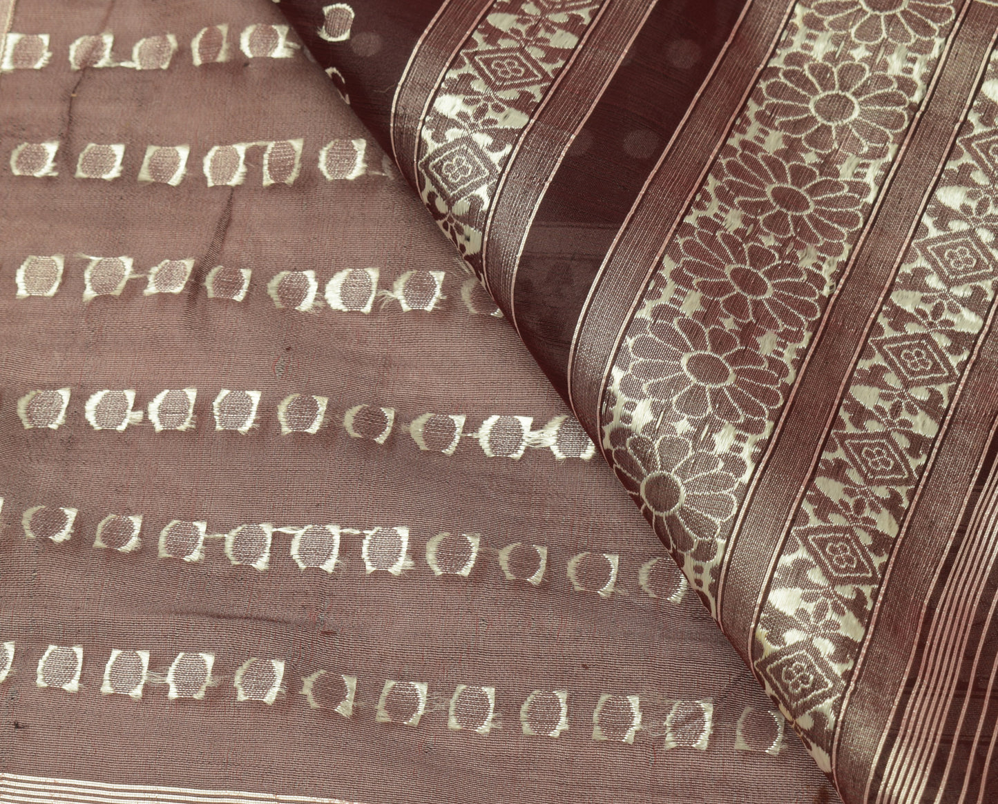 Sushila Vintage Burgundy Saree Silk Blend Banarasi Brocade Zari Woven Fabric