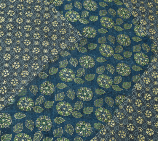 Sushila Vintage Gray Printed Saree Pure Georgette Zari Sequins Embellish Fabric