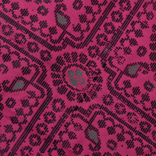 Sushila Vintage Orange Indian Saree Pure Cotton Woven Peacock Sari Craft Fabric