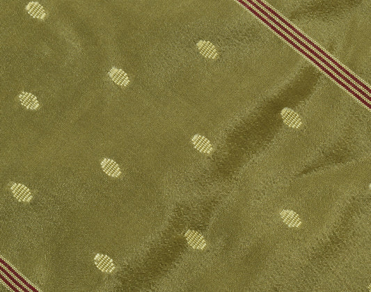 Sushila Vintage Green Saree Pure Silk Handwoven Paisley Indian Sari Craft Fabric
