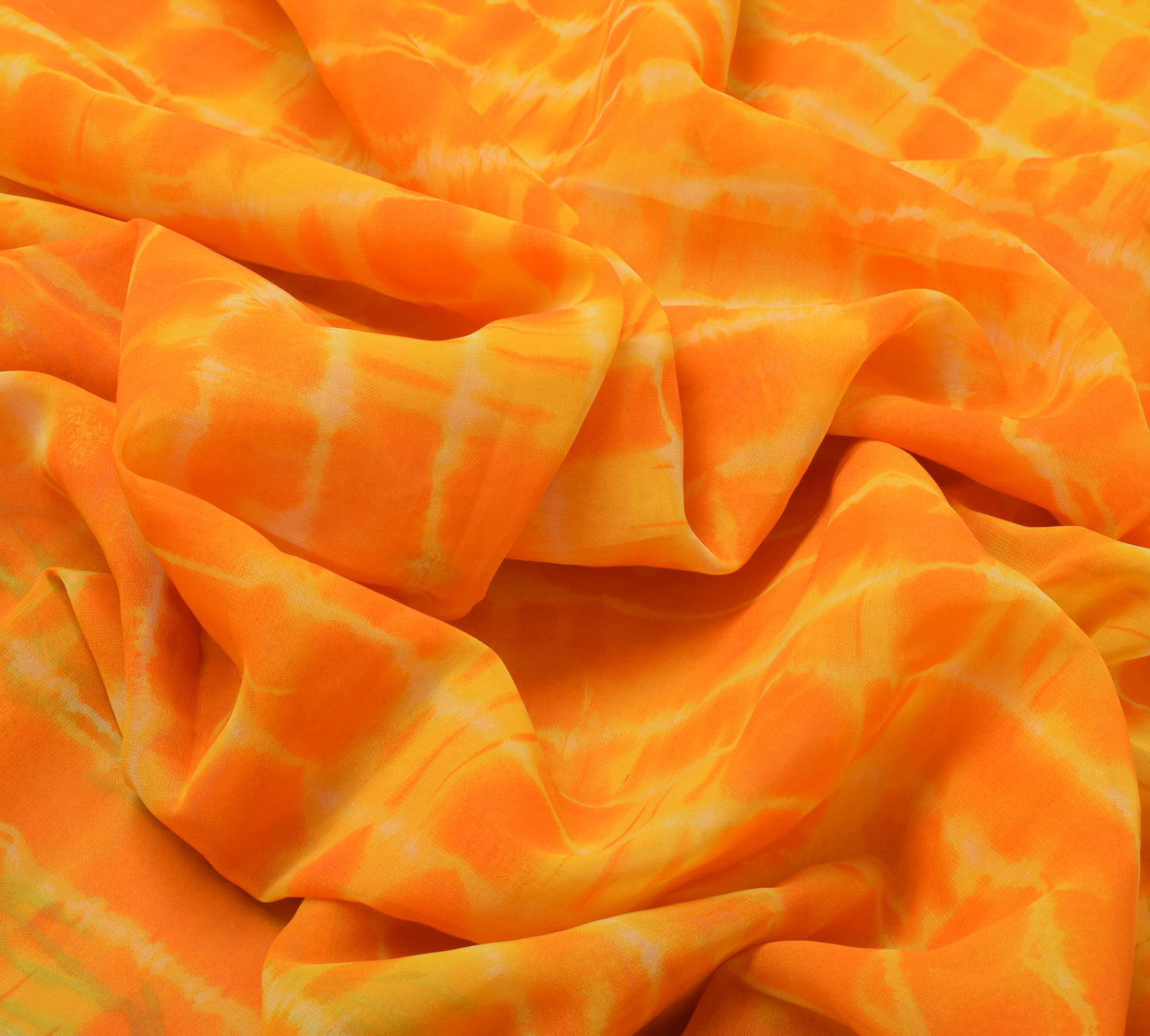 Sushila Vintage Yellow TieDye Saree Blend Georgette Hand Embroidered Sari Fabric