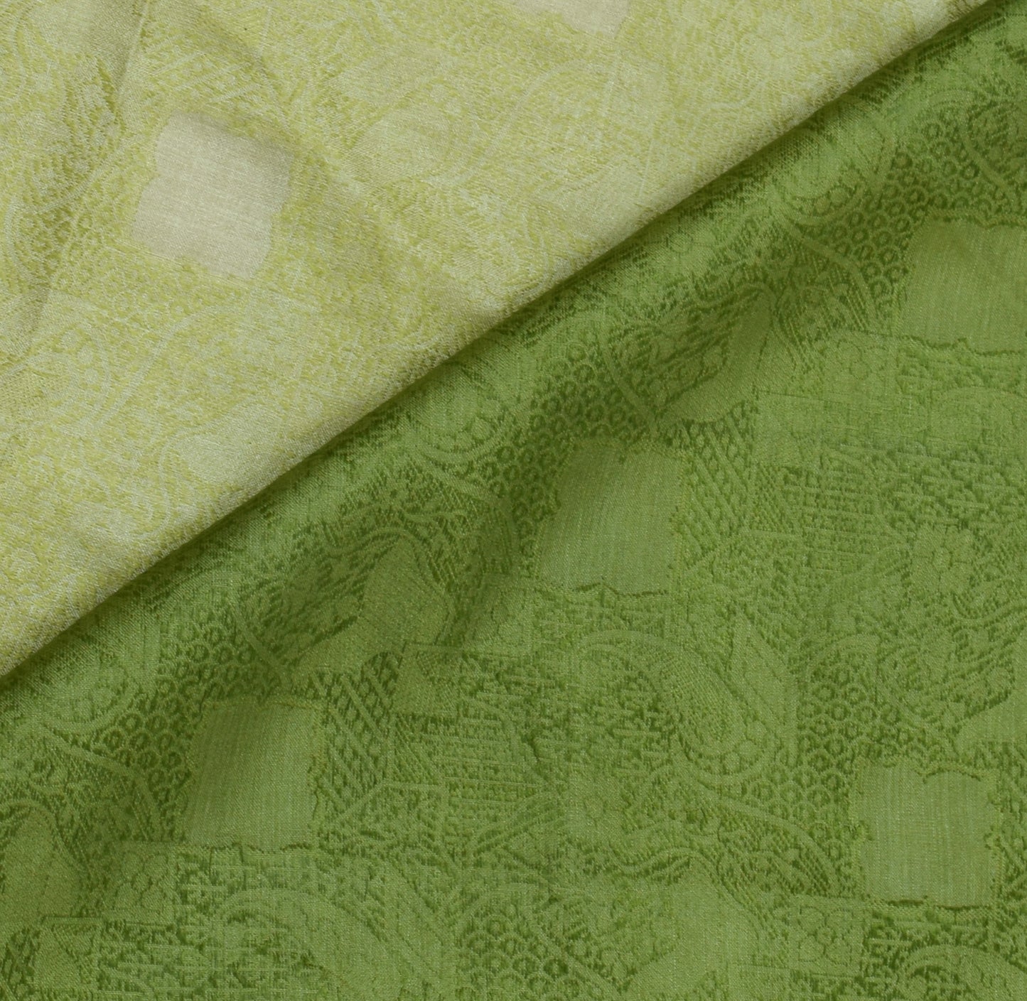 Sushila Vintage Green Sari Pure Silk Self Woven Floral Indian 5 Yard Sari Fabric
