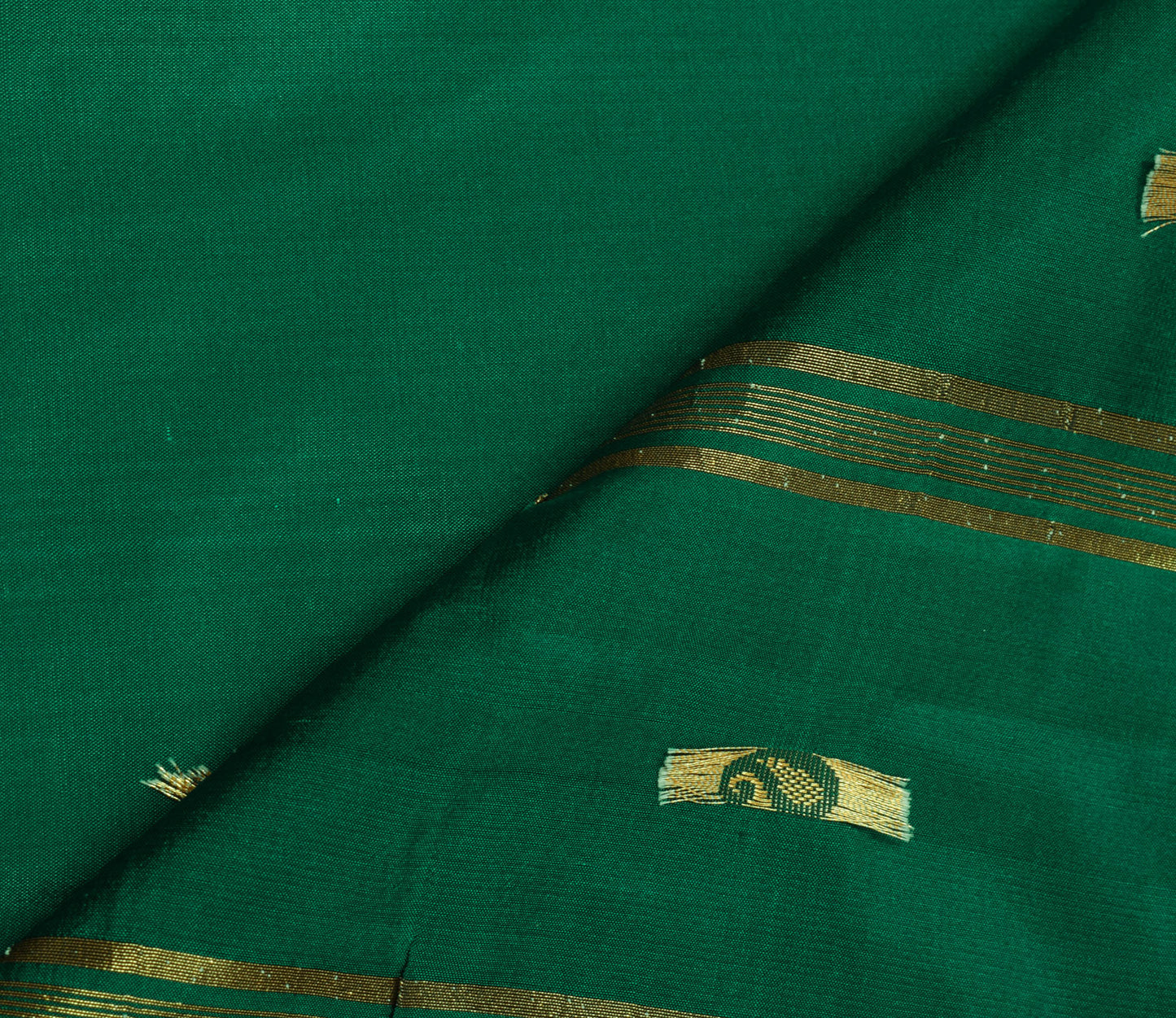 Sushila Vintage Green Saree Blend Silk All Over Zari Woven Paisley Sari Fabric