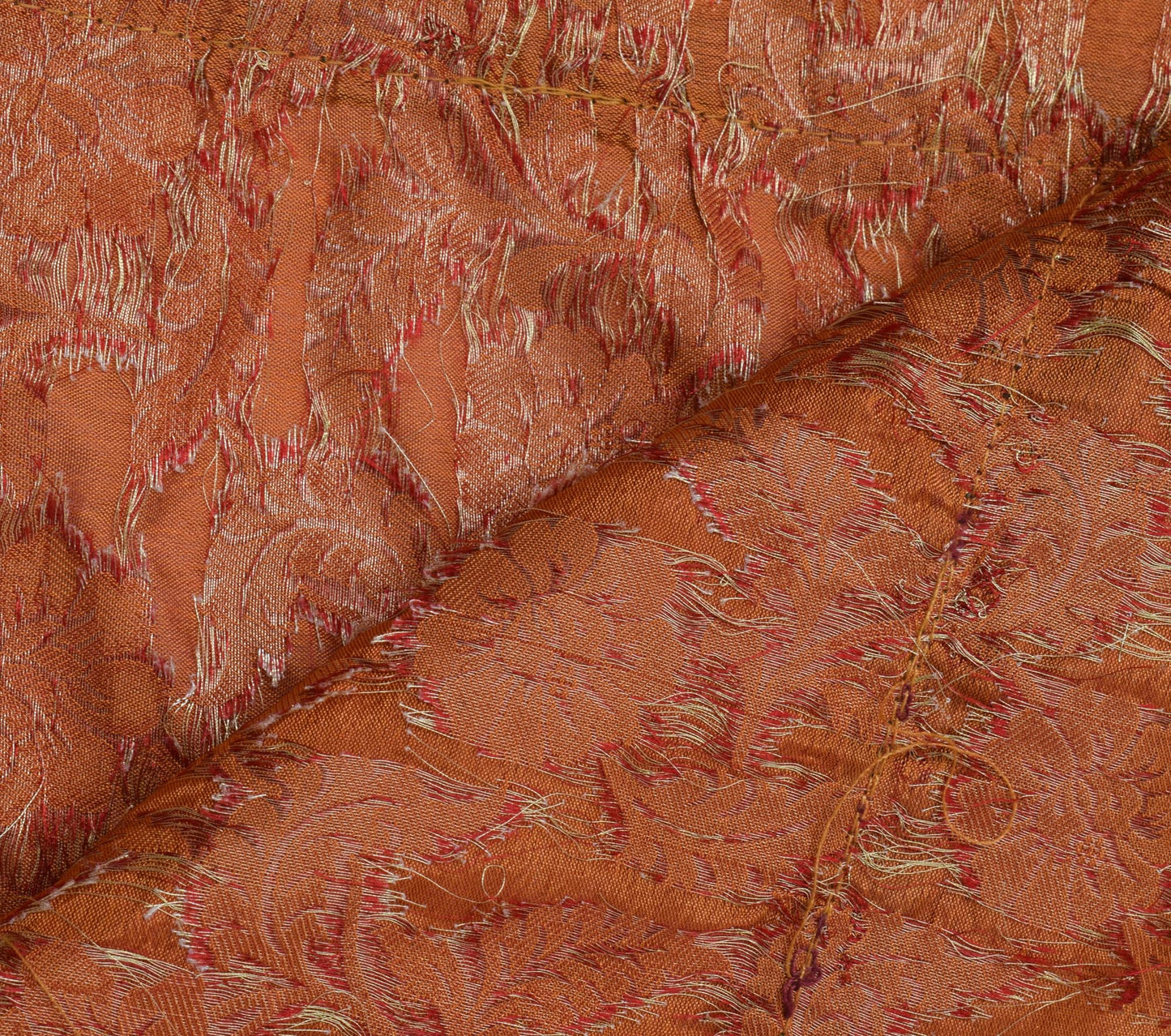 Sushila Vintage Rust HEAVY Sari Banarasi Art Silk Base Patch Work Border Sari