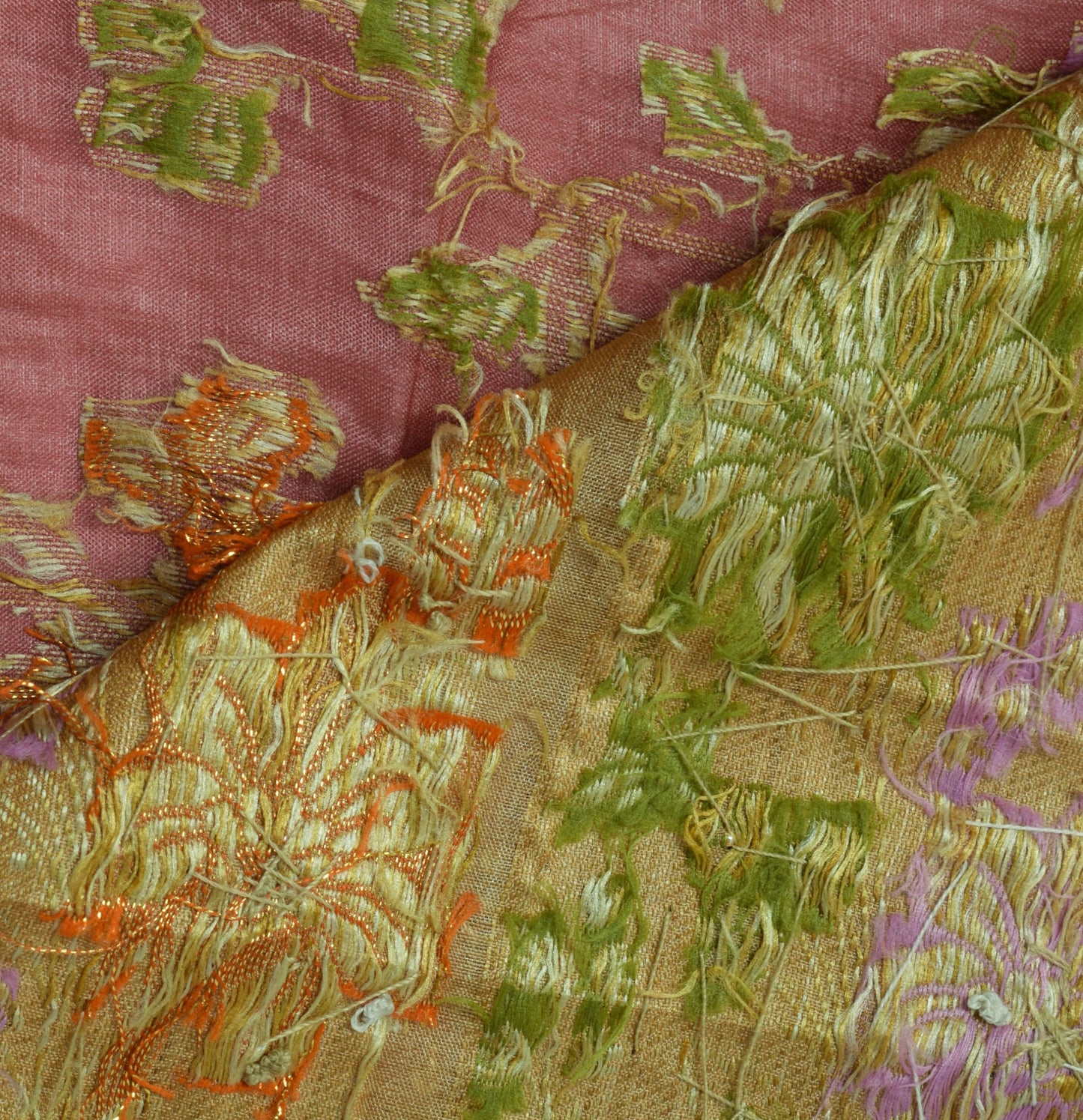 Sushila Vintage Mauve Saree Pure Tussar Silk All Over Woven Floral Sari 5 Yard Fabric
