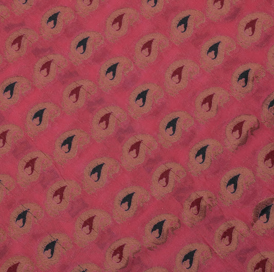 Sushila Vintage Banarasi Brocade Saree Pure Georgette HEAVY Pink 5Yd Sari Craft Fabric
