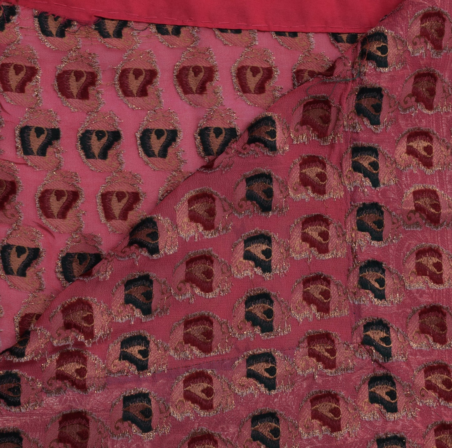Sushila Vintage Banarasi Brocade Saree Pure Georgette HEAVY Pink 5Yd Sari Craft Fabric