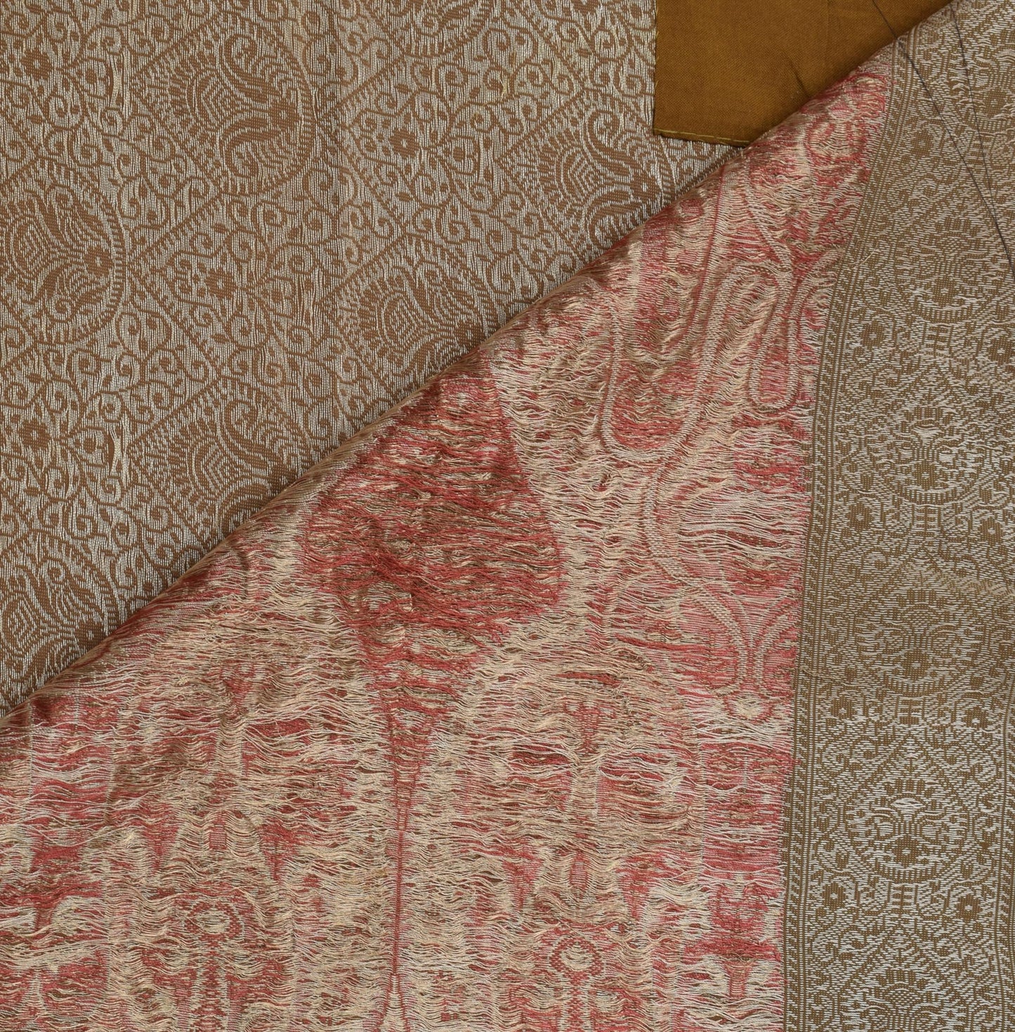 Share Sushila Vintage Green Premium Saree Pure silk Handloom HEAVY Woven Sari Fabric