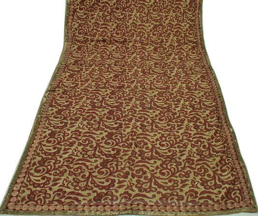 Sushila Vintage Green HEAVY Saree Pure Georgette Silk Printed Sari Craft 5 Yard Fabric