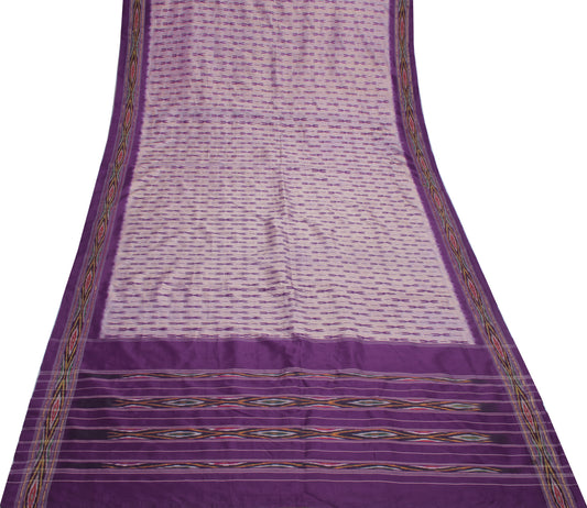 Sushila Vintage Saree 100% Pure Silk Hand Woven Ikat Patola Sari Craft Fabric