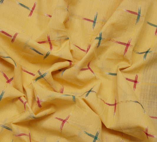 Sushila Vintage Cream Saree Pure Cotton Hand Woven Ikat Patola Sari Craft Fabric
