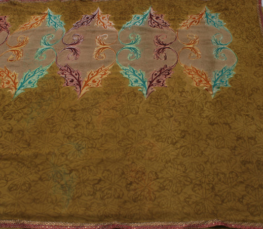 Sushila Vintage Green Saree 100% Pure Georgette Silk Printed Floral Sari Fabric