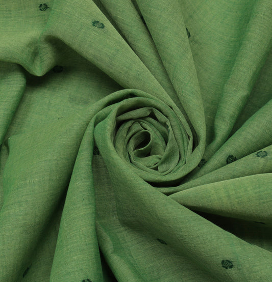 Sushila Vintage Green Indian Saree Pure Cotton Woven Sari Craft Decor Fabric