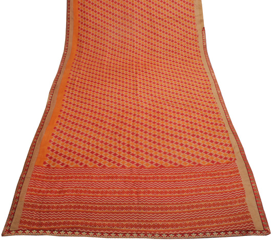 Sushila Vintage Multi-Color Saree 100% Pure Silk Printed Sari Craft Decor Fabric