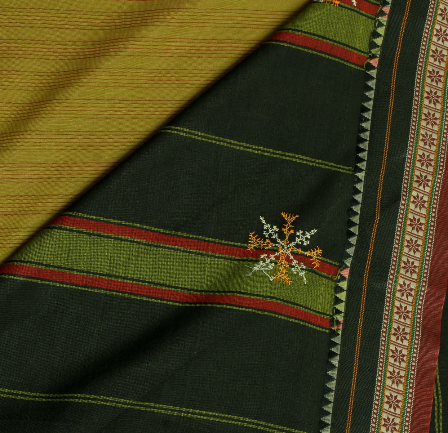 Sushila Vintage Green Indian Saree Blend Silk Embroidered & Printed Sari Fabric