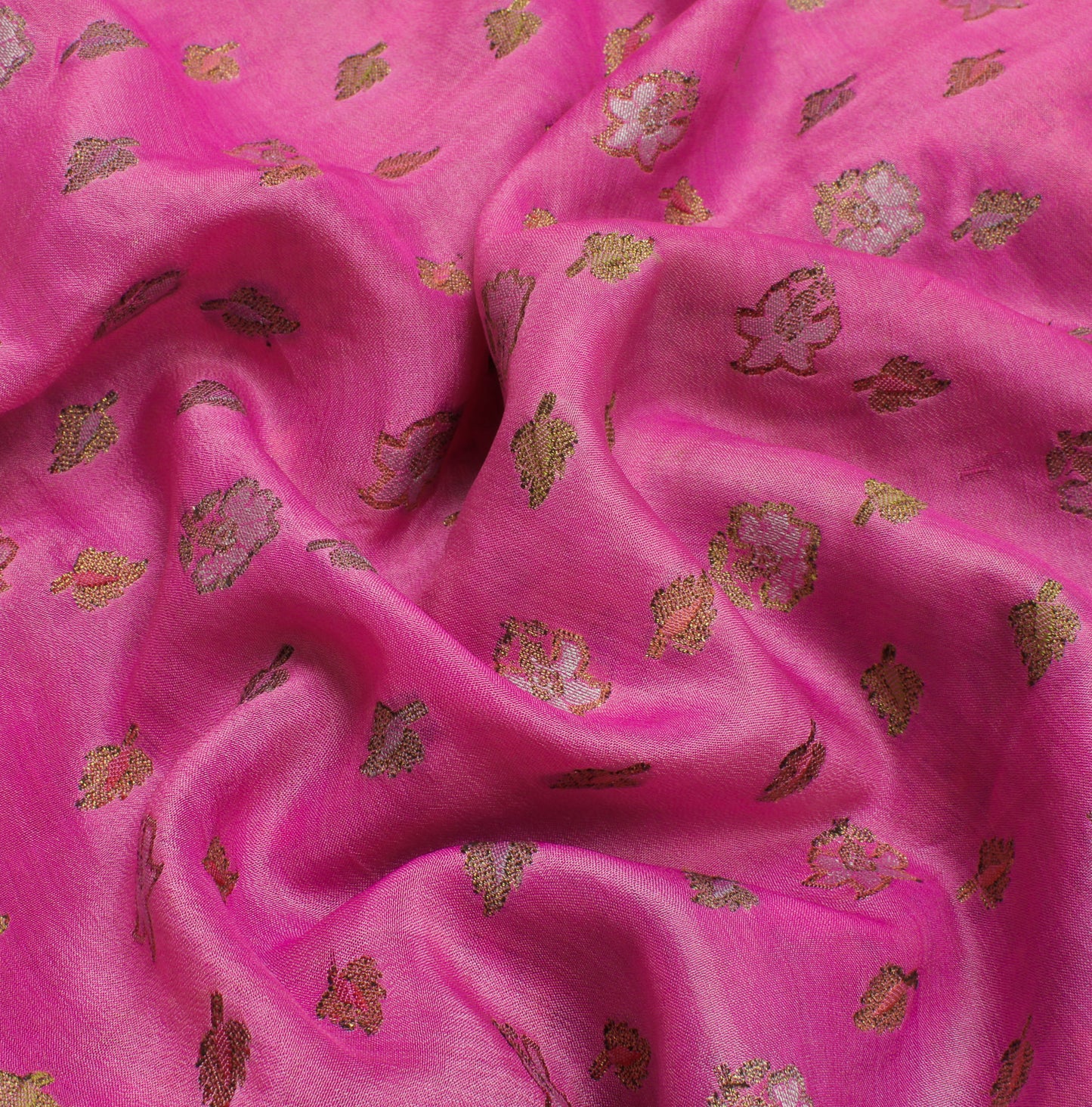 Sushila Vintage Pink Saree 100% Pure Silk All Over Woven Floral Sari Fabric